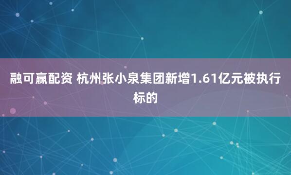 融可赢配资 杭州张小泉集团新增1.61亿元被执行标的