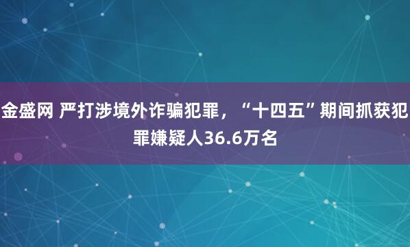 金盛网 严打涉境外诈骗犯罪，“十四五”期间抓获犯罪嫌疑人36.6万名