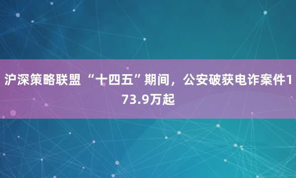 沪深策略联盟 “十四五”期间，公安破获电诈案件173.9万起